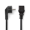 Câble d'alimentation Nedis CEGB10300BK20 Type F - IEC-320-C19 coudé nickelé 2 m Noir