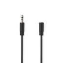 Câble audio stéréo Nedis CAGL22050BK50, jack 3,5 mm - jack 3,5 mm femelle, nickelé, 5 m, noir