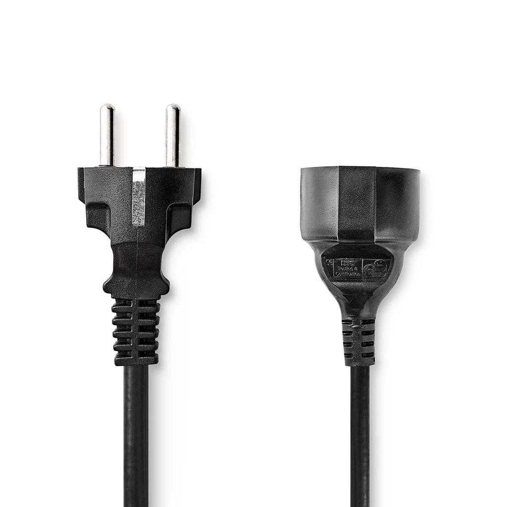 Câble d'alimentation Nedis CEGL10200BK20 Type F - Type F femelle nickelé 2 m noir