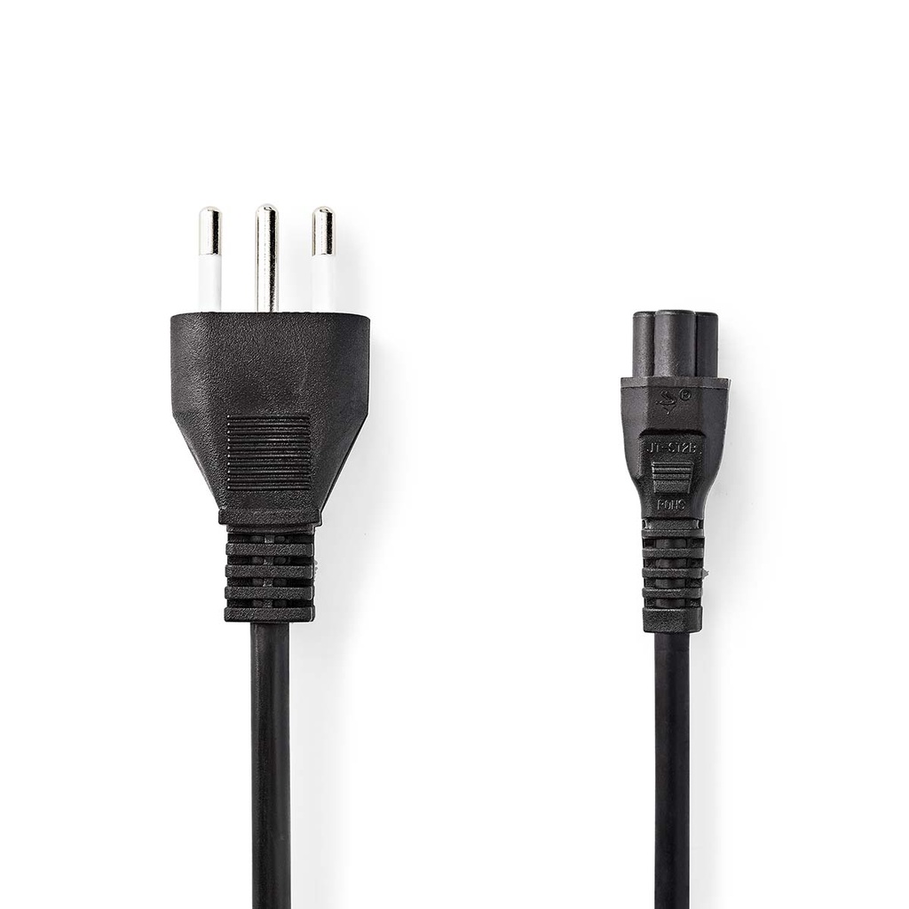Câble d'alimentation Nedis CEGL11320BK20 Italie - IEC-320-C5 nickelé 2 m noir