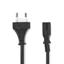 Nedis CEGL11042BK20 Power Cable - Euro IEC-320-C7 Nickel Plated 2m Curled Black