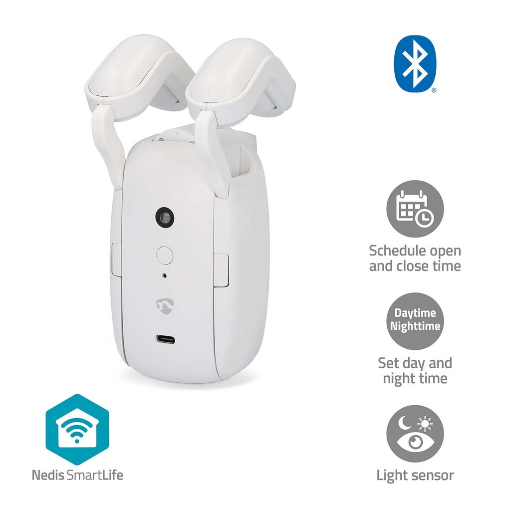 Tringle à rideaux robotisée Nedis BTMC10WT1PC SmartLife, 4 000 mAh, Bluetooth, blanc
