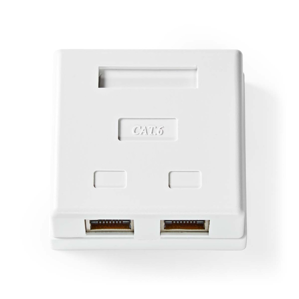 Nedis CCGB89130WT Network Wall Box Surface Mount 2 Ports STP CAT6 Gold Plated White