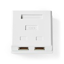 Nedis CCGB89130WT Network Wall Box Surface Mount 2 Ports STP CAT6 Gold Plated White