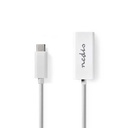 Nedis CCGB64950WT02 USB 3.2 Gen 1 Network Adapter 1 Gbps USB-C - RJ45 Female 20cm Nickel-plated White