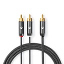 Nedis CATB24000GY30 Subwoofer Cable RCA - 2x RCA Gold Plated 3m Gun Metal Grey