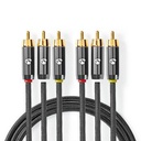 Nedis CVTB24300GY20 Composiet Videokabel 3x RCA Verguld 480p 2m Grijs 