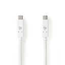 Câble USB 3.2 Gen 2 Nedis CCGW64750WT10 USB-C 100 W 4K à 60 Hz 10 Gbit/s nickelé 1 m Blanc
