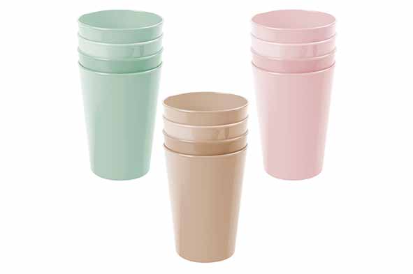 Hega Hogar H15720 Beker set 7.5(Ø)x14.4cm 30cl Kunststof Groen/Bruin/Roze