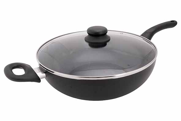 Wok avec couvercle Cosy & Trendy 3776009 30(Ø)x10,5cm Aluminium Noir