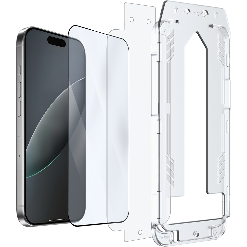 Protection d'écran en verre trempé Just in Case pour iPhone 16 Pro / 17 / 17 Pro avec applicateur
