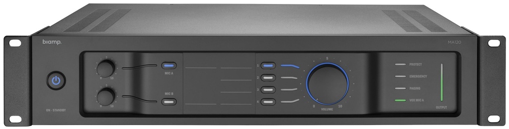 Biamp 19" Mixer Amplifier 8In/1Out 70/100V 4Ω 120W - MA120