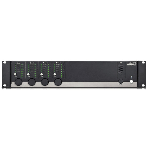 audac mtx48 multi-zone matrix - 4 zone out - 2 mic + 4 line in