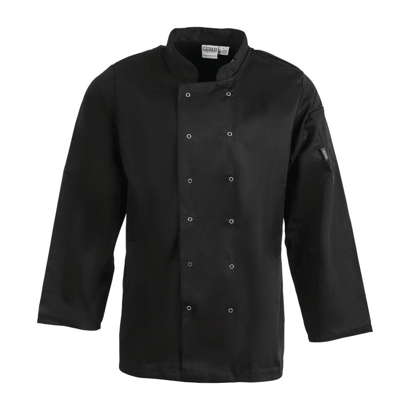 Whites Vegas Unisex Chef Jacket Long Sleeves M Black - A438-M