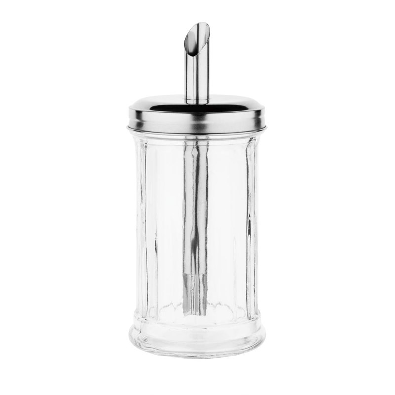 Sucrier Olympia CN679 bec verseur 19 mm 17,5(h)x7,5(Ø)cm Verre/Acier inoxydable Transparent