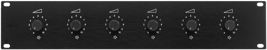 19" 6 x 50W Volumeregeling (10 stappen)