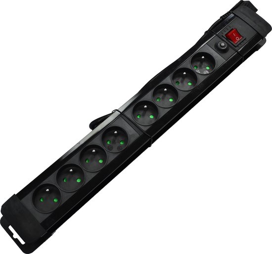 8 - voudige stekkerdoos met schakelaar - 150cm (zwart)
