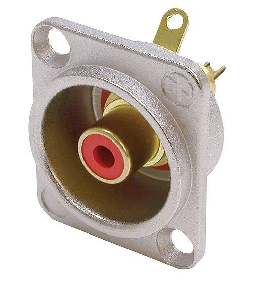 Prise phono Neutrik NF2D-2, boîtier nickel en forme de D, blanc