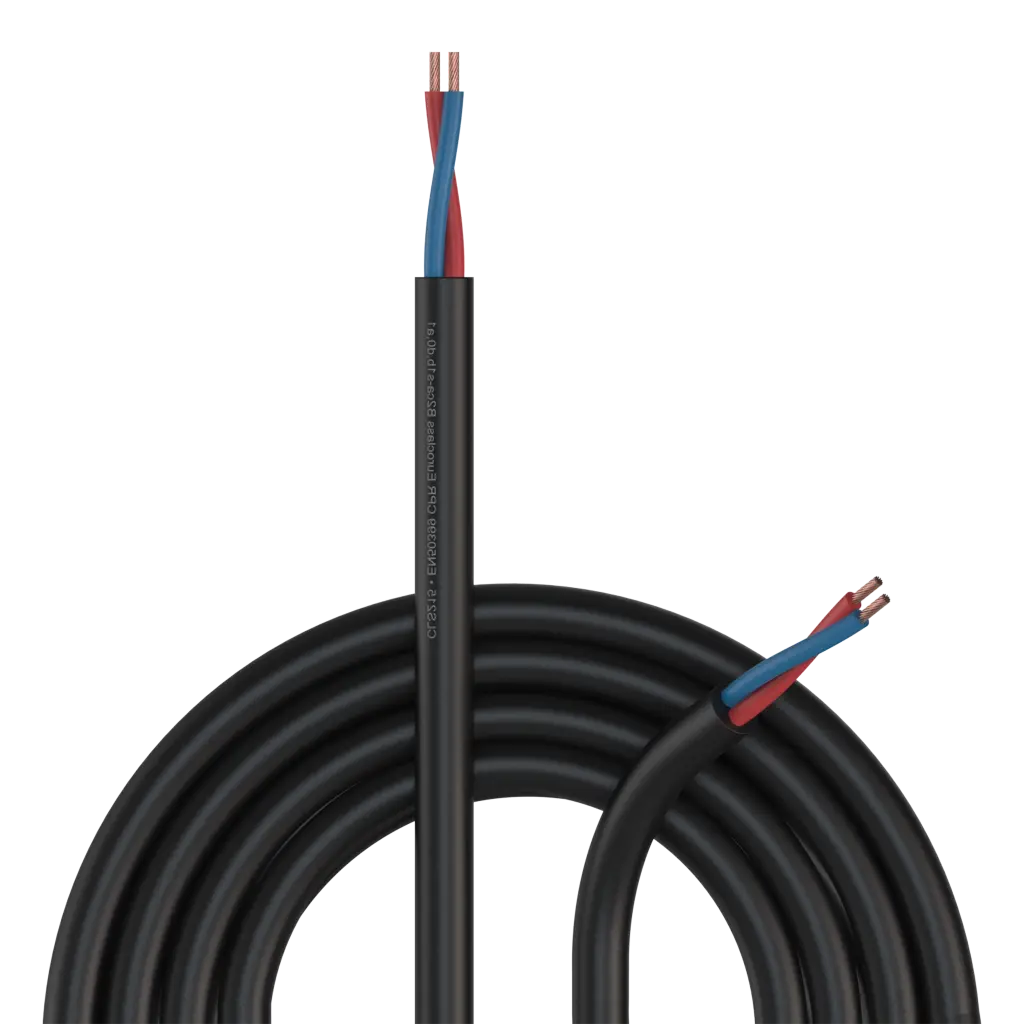 Câble haut-parleur Procab CLS215-B2CA/1 sur bobine, 100 m, 16 AWG, EN50399 CPR Euroclass B2ca-s1b,d0,a1, noir