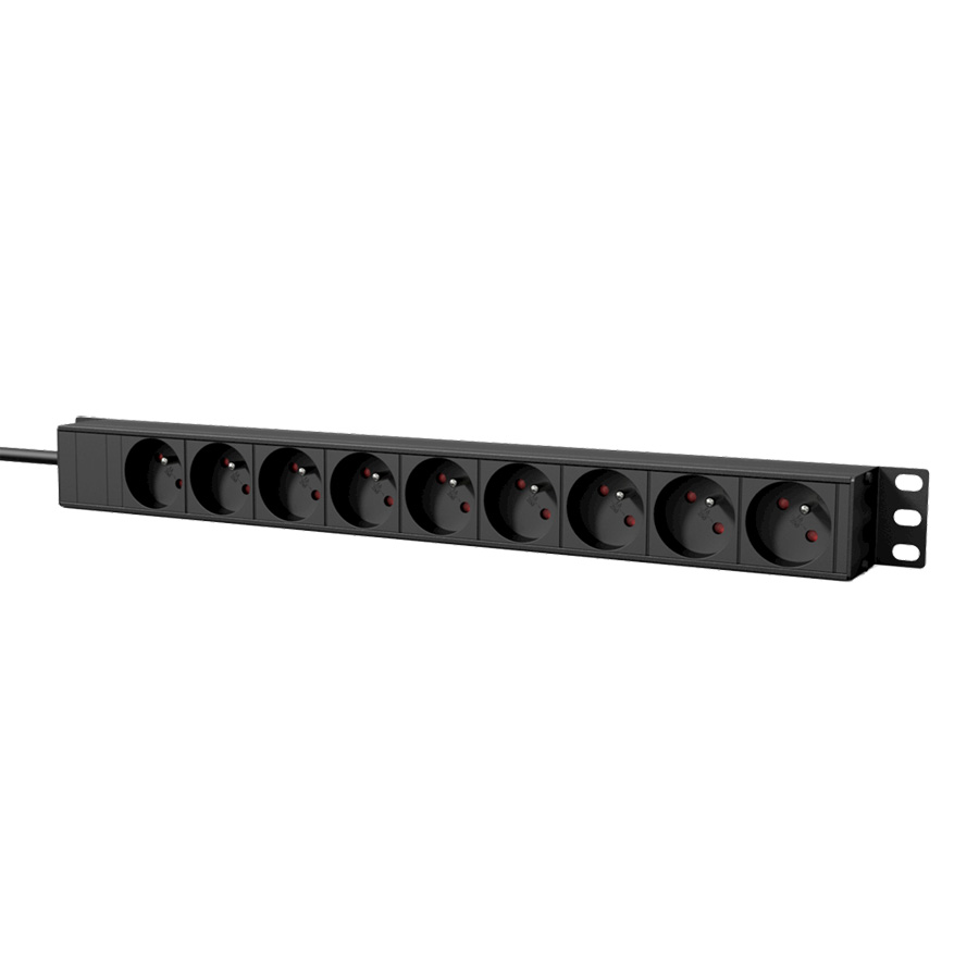 Caymon 19" power distribution unit - 9 x French sockets + front switch PSR109FS/B