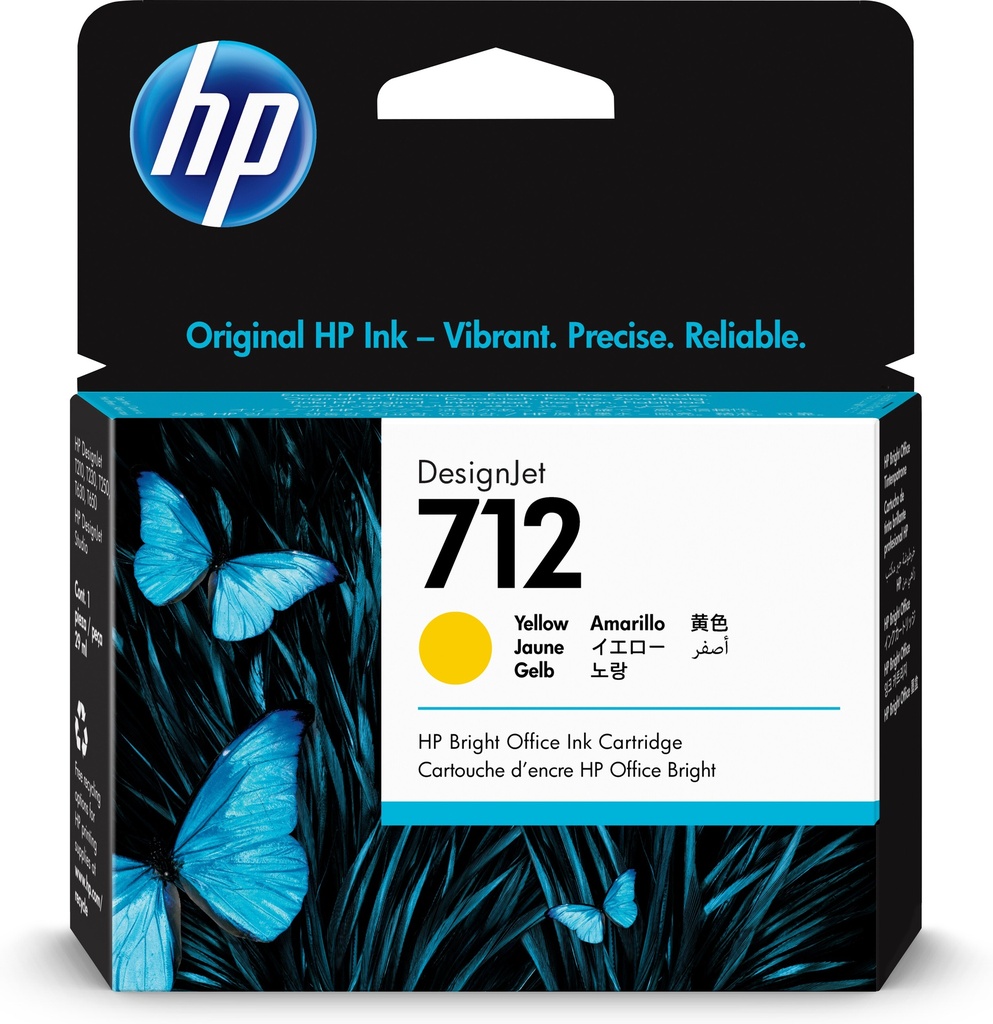 Cartouche d'encre HP 3ED69A DesignJet 712 29 ml jaune