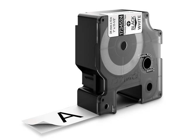 Dymo RHINO flexibele nylontape zwart op wit 25mm - 18488 