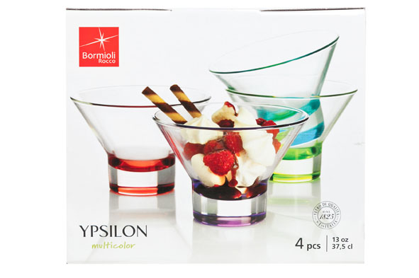 Bormioli Luigi 340750-J16 Ice Cream Coupes Ypsilon 13(Ø)x9cm 38cl Glass Transparent 4 Pieces