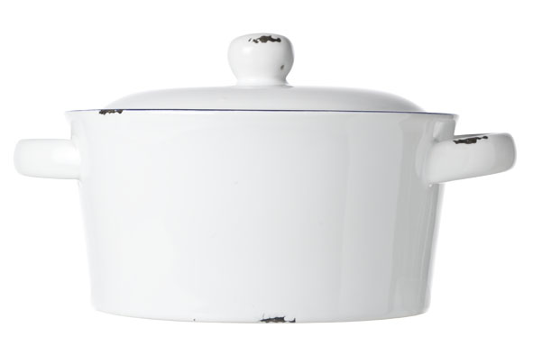 Cosy & Trendy Ovenschitel Antoinette 23(Ø)x9cm 1 l Aardewerk Wit