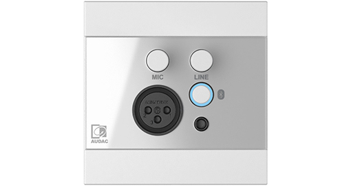 Audac - WP225/W -Universeel wandpaneel   Microfoon-, lijn  & Bluetooth-ontvanger  