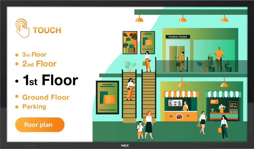 Sharp/NEC M431 PCAP MultiSync professioneel Touchscreen 43" 4K 500nits 24/7 Capacitief