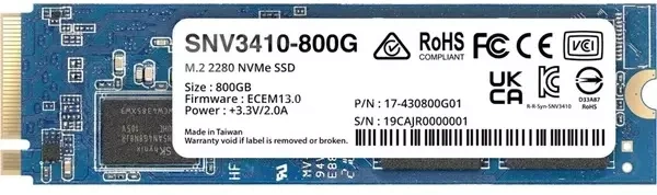 Synology SNV3410-800G Interne NVME M.2 SSD 800GB 