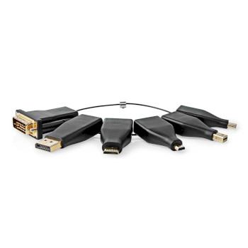 Adaptateur HDMI 6 en 1 Nedis CCGB34999BK 4K à 60 Hz, plaqué or, noir