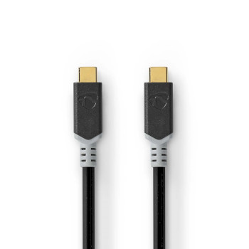 Nedis CCBW64020AT20 USB 3.2 Gen 2x2-Kabel USB-C 100W 4K@60Hz 20 Gbps Verguld 2m Zwart