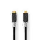 Nedis CCBW64020AT20 USB 3.2 Gen 2x2-Kabel USB-C 100W 4K@60Hz 20 Gbps Verguld 2m Zwart