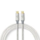 Nedis CCTB64020AL10 USB 3.2 Gen 2x2 Cable USB-C 100W 4K@60Hz 20Gbps Gold-plated 1m Silver