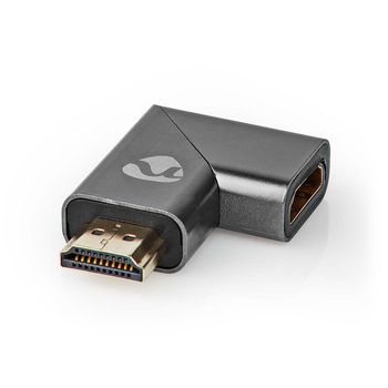Nedis CVTB34904GY HDMI™-Adapter | HDMI™ Connector / HDMI™ Male | HDMI™ Output | Verguld | Rechts Gehoekt | Aluminium | Gun Metal Grijs | 1 Stuks | Cover Window Box