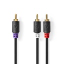 Nedis CABW24000AT30 Subwoofer-Kabel RCA - 2x RCA Verguld 3m Zwart