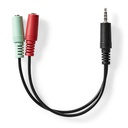 Nedis CAGB22150BK02 Stereo Audio Cable 3.5 mm Jack Male - 2x 3.5 mm Jack Female 20cm Black