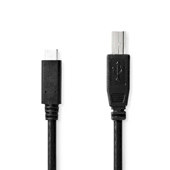 Nedis CCGB60650BK20 USB 2.0-Kabel USB-C - USB-B 480 Mbps Vernikkeld 2m Zwart