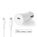 Nedis CCPDL20W111WT Autolader 20W 1.67/2.22/3A USB-C - Lightning 1m Automatische Voltage Wit