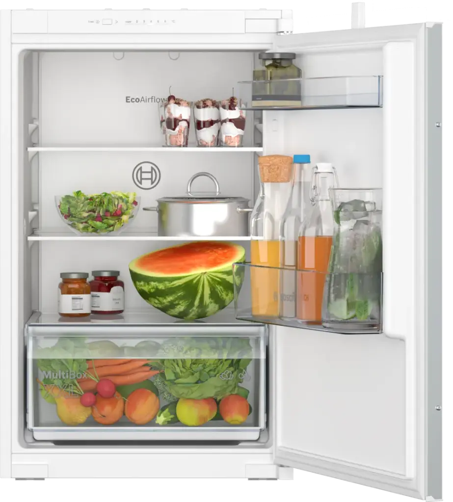 Réfrigérateur encastrable Bosch KIR21NSE0 Série 2, 88 cm, 136 l, charnière coulissante, blanc