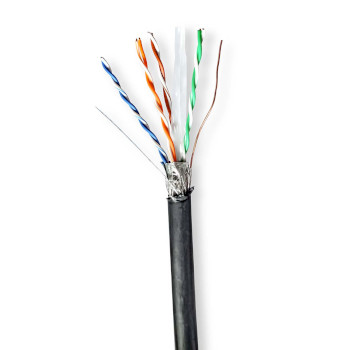 Nedis CCBG8598BK100S Netwerk Kabel Rol CAT6 S/FTP Koper 100m Buitenshuis Zwart