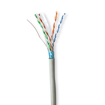 Nedis CCBG8522GY300S Netwerk Kabel Rol | CAT6 | Solid | F/UTP | CCA | 305.0 m | Binnenshuis | Rond | PVC | Grijs | Trekdoos