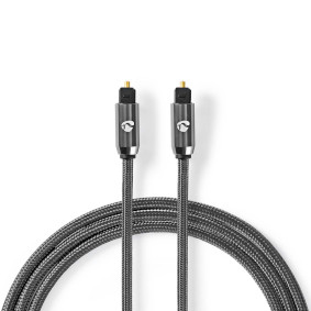 [CATB25000GY50] Nedis CATB25000GY50 Optical Audio Cable TosLink 5m Gold Plated Gun Metal Grey
