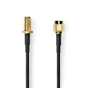[CSGB02010BK50] Nedis Antennekabel | SMA Male | SMA Female | Verguld | 50 Ohm | Enkelvoudig Afgeschermd | 5.00 m | Rond | PVC | Zwart | Doos