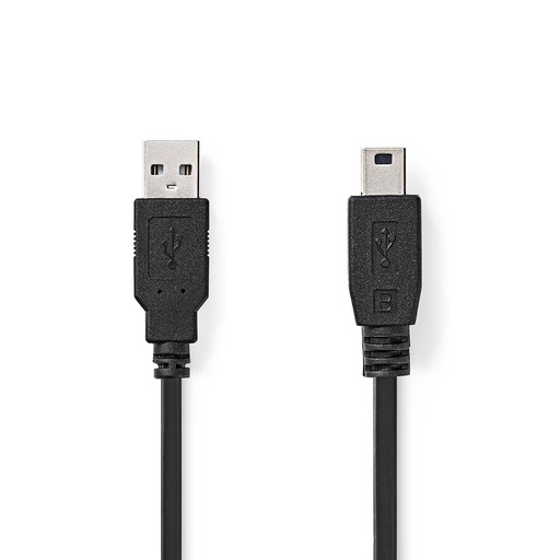 [CCGB60300BK10] Nedis CCGB60300BK10 USB 2.0 Cable USB-A - USB Mini-B 480 Mbps Nickel-plated 1m Black