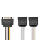 [CCGB73190VA015] Nedis CCGB73190VA015 Internal Power Cable SATA 15-Pin - 2x SATA 15-Pin Female Gold Plated 15cm