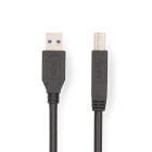 [CCGL61100BK20] Nedis CCGL61100BK20 USB 3.2 Gen 1 Cable USB-A - USB-B 5 Gbps Nickel-plated 2m Black