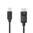 [CCGL37400BK20] Nedis CCGL37400BK20 DisplayPort 1.2 Cable Mini DisplayPort - DisplayPort 21.6 Gbps Nickel-plated 2m Black