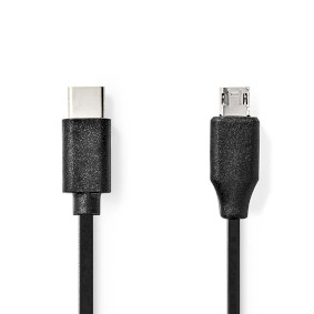 [CCGL60750BK10] Nedis CCGL60750BK10 USB 2.0 Cable USB-C - USB Micro-B 60W 480 Mbps Nickel-plated 1m Black